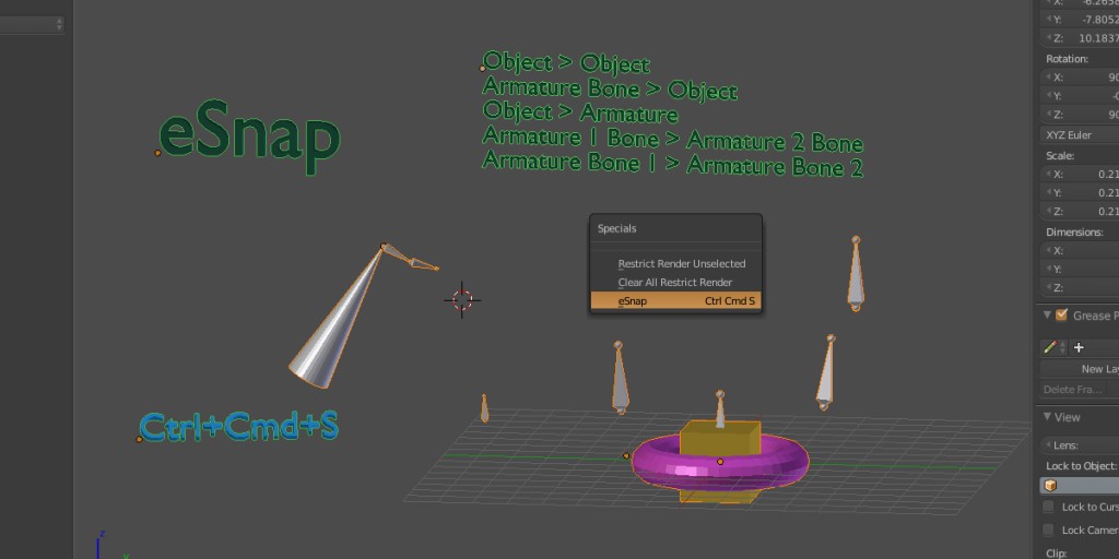 eSnap - Snap objects and bones on location, rotation and scale preview image 2